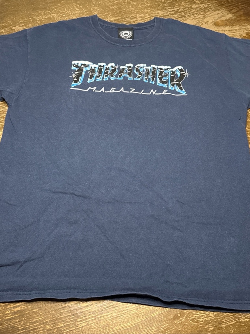 Thrasher Navy Blue Graphic Logo Tee